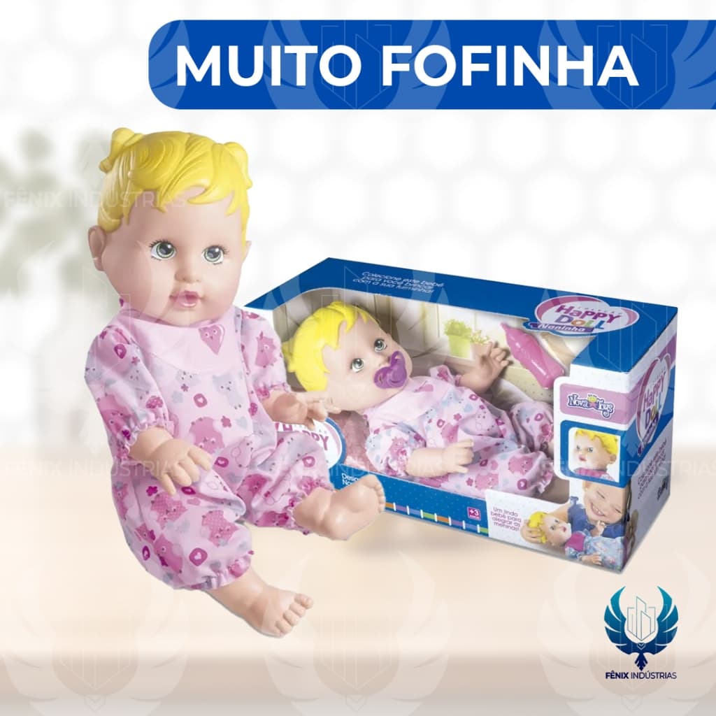 👶 Boneca Happy Doll Naninha Loira – Nova Toys