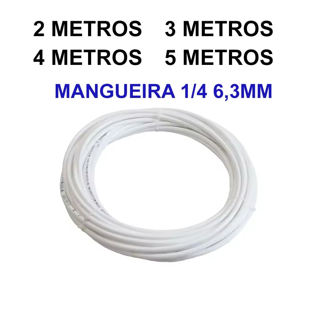 Mangueira Purificador Filtro 1/4 6,3mm Plástico Rígido Atóxico Branca