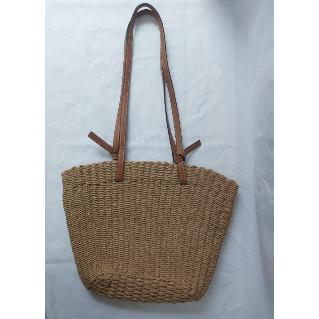 Bolsa Tote de Praia Fibra Palha Sintética Trançada