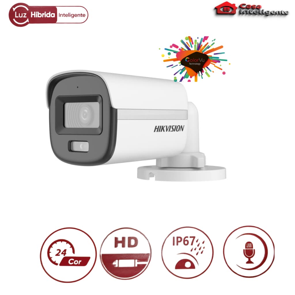 CAMERA BULLET COM AUDIO COLORVU HIKVISION DS-2CE10DF0T-LPFS