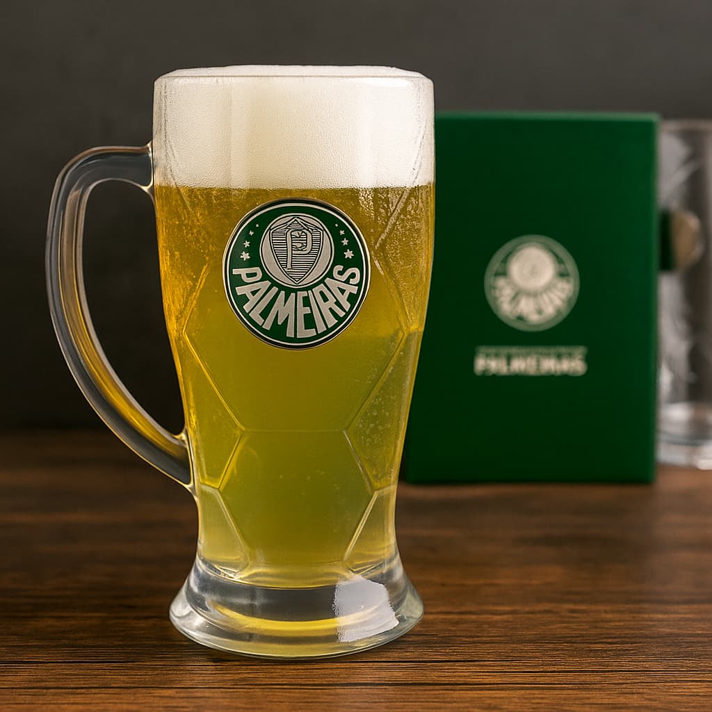 Caneca Vidro 630ml Palmeiras – Produto Licenciado Oficial