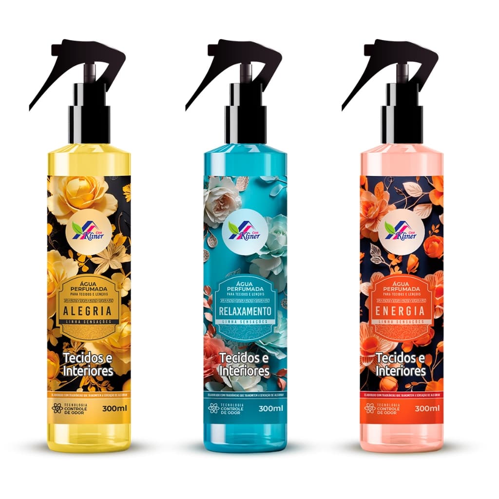 Água Perfumada para Tecidos e Interiores Casa Kliner 300mL Aromas LANÇAMENTO