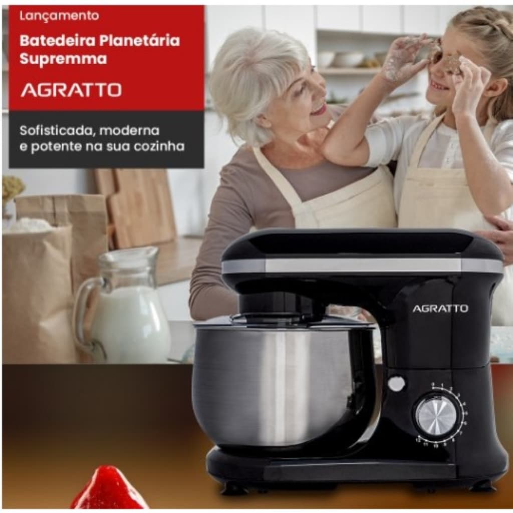 Batedeira Planetaria Supremma Agratto 5L Massas Pesadas