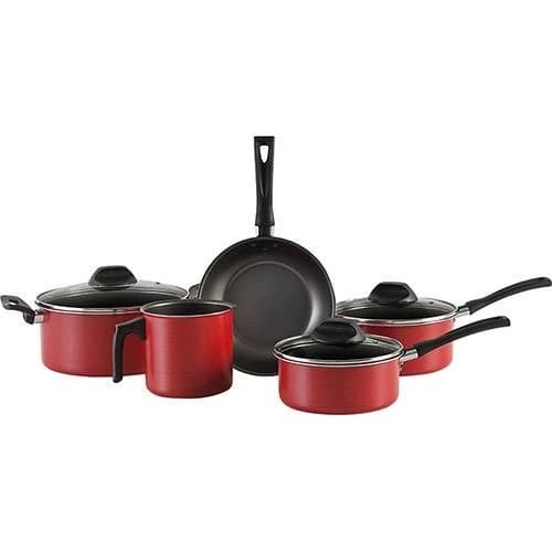 Jogo Panela Caçarola Conjunto Kit 5 Pçs Antiaderente Tampa Vidro