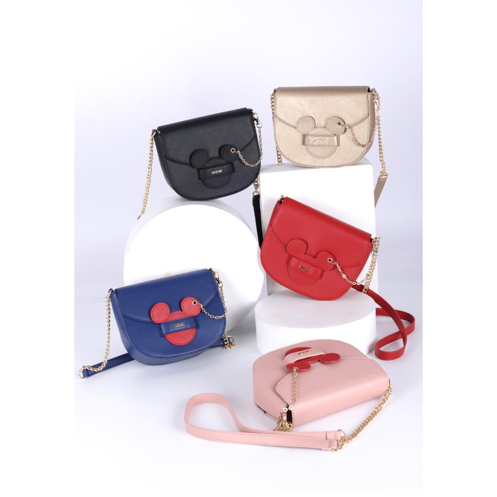 Bolsa Transversal Mickey Mouse Disney Tiracolo C/ Espelho Alça Corrente