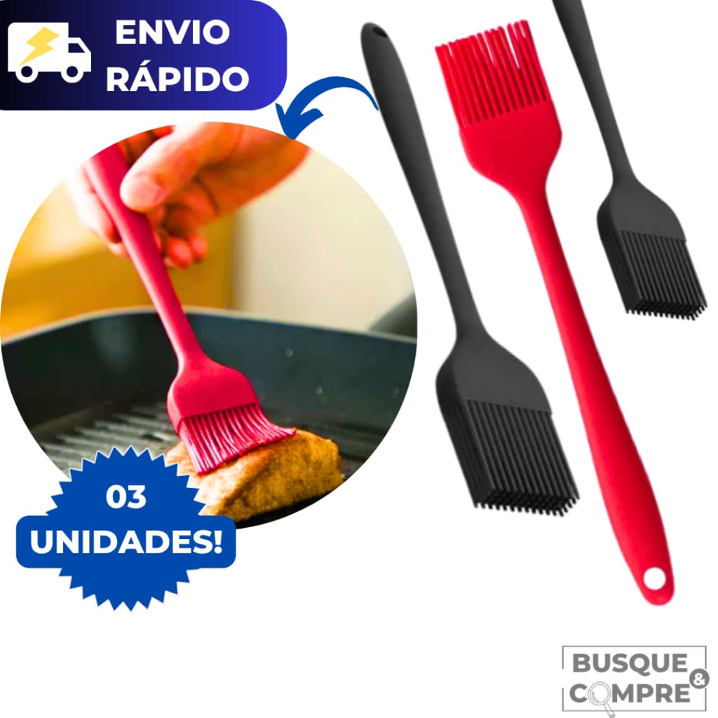 3 Mini Pincel Utensílio Cozinha Bolo Massa Culinário 100% Silicone