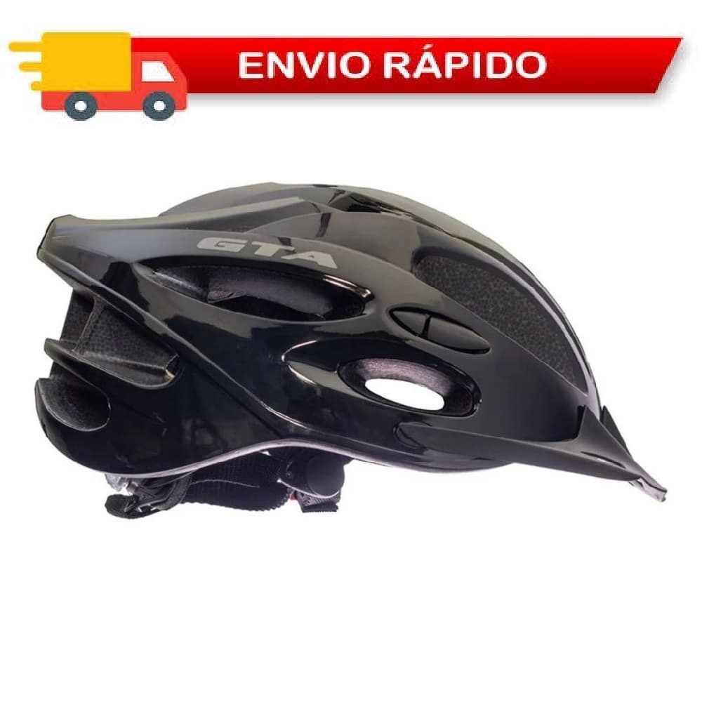 Capacete Preto P/ Ciclismo Mtb, Lazer ou Trilha C/ Led Traseiro e Regulagem Ventilado Bike Gta