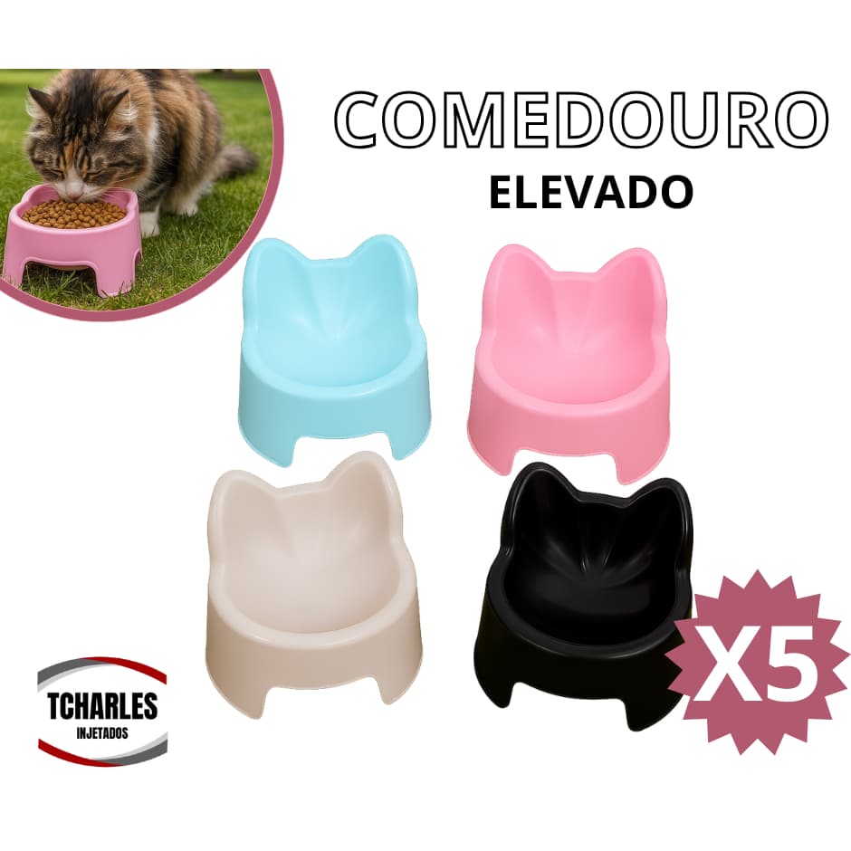 PROMOÇÃO Kit 5 Comedouros Elevado para pet Plástico