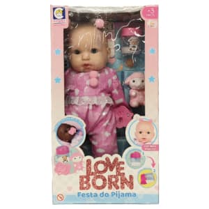 Boneca Love Born Festa do Pijama Vinil Macio com Acessórios Cotiplas