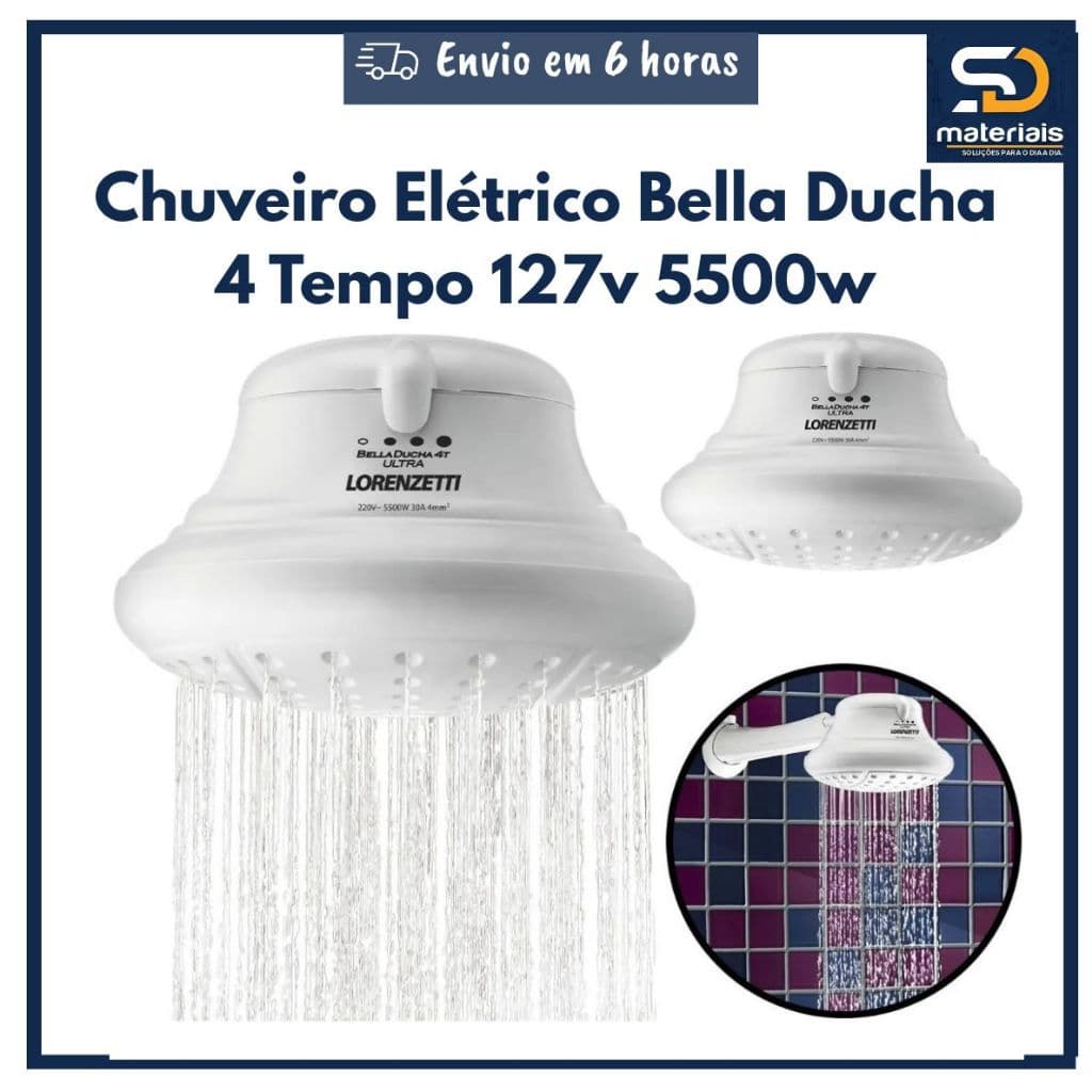 Chuveiro Eletrico Bella Ducha 4 Tempo 127v 5500w Lorenzetti