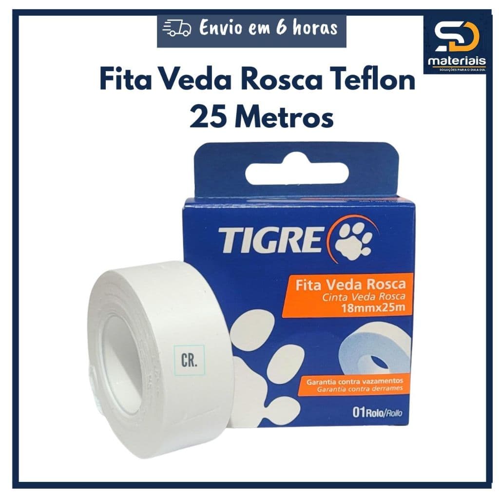 Fita Veda Rosca Teflon Tigre 25 metros