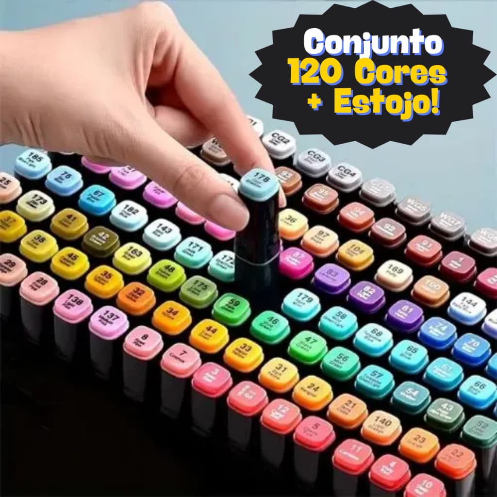 Kit 120 Cores Canetinhas Touch Com Ponta Dupla
