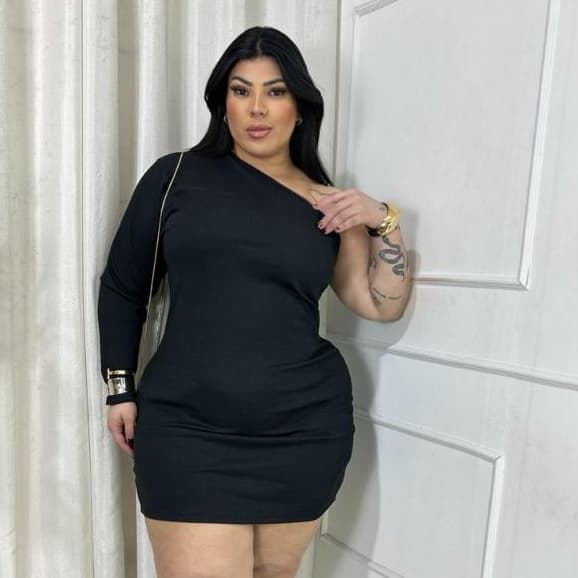ROSA SOUL - Vestido Tubinho Uma Manga Plus Size