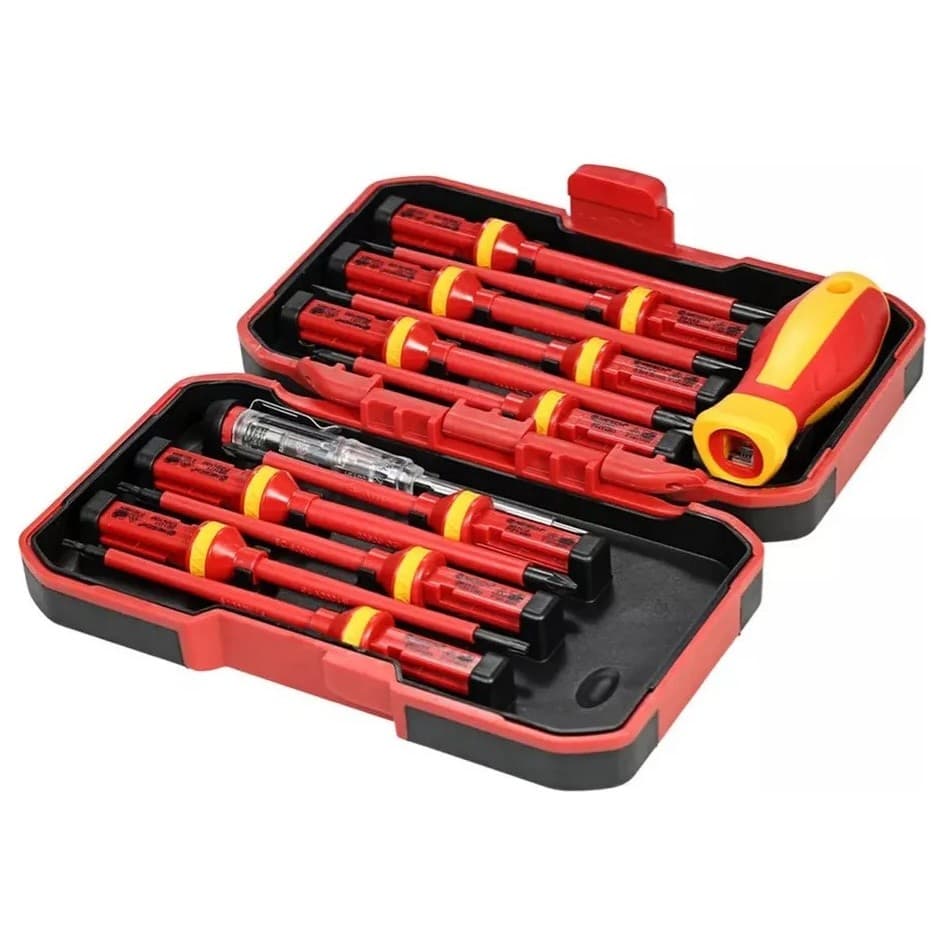 Kit Jogo de Chaves de Fenda Isolada Mutável Eletricista VDE 13pçs 1000V