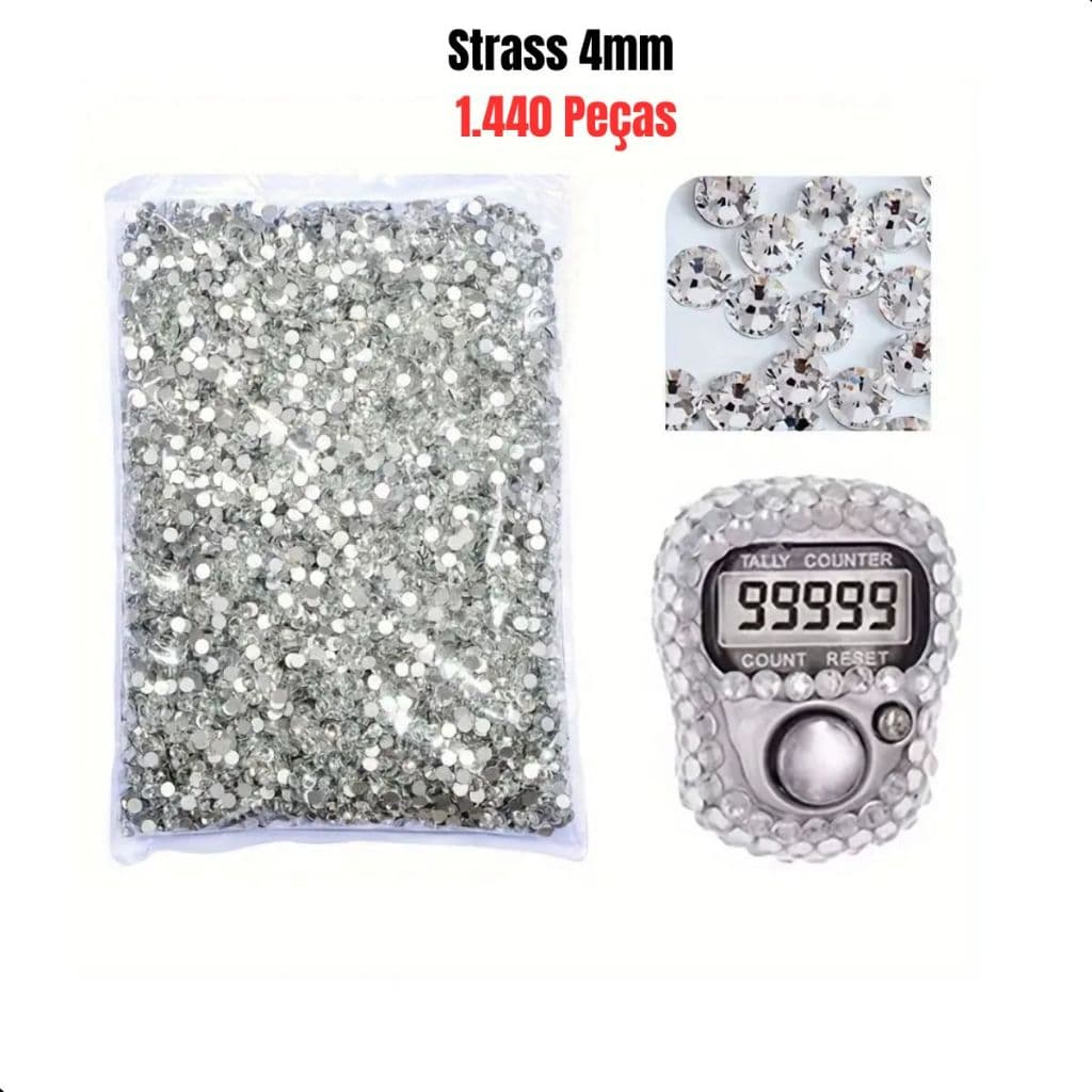 Strass Cristal 4mm 1440 Unid Brilho Alto p/ Artesanato
