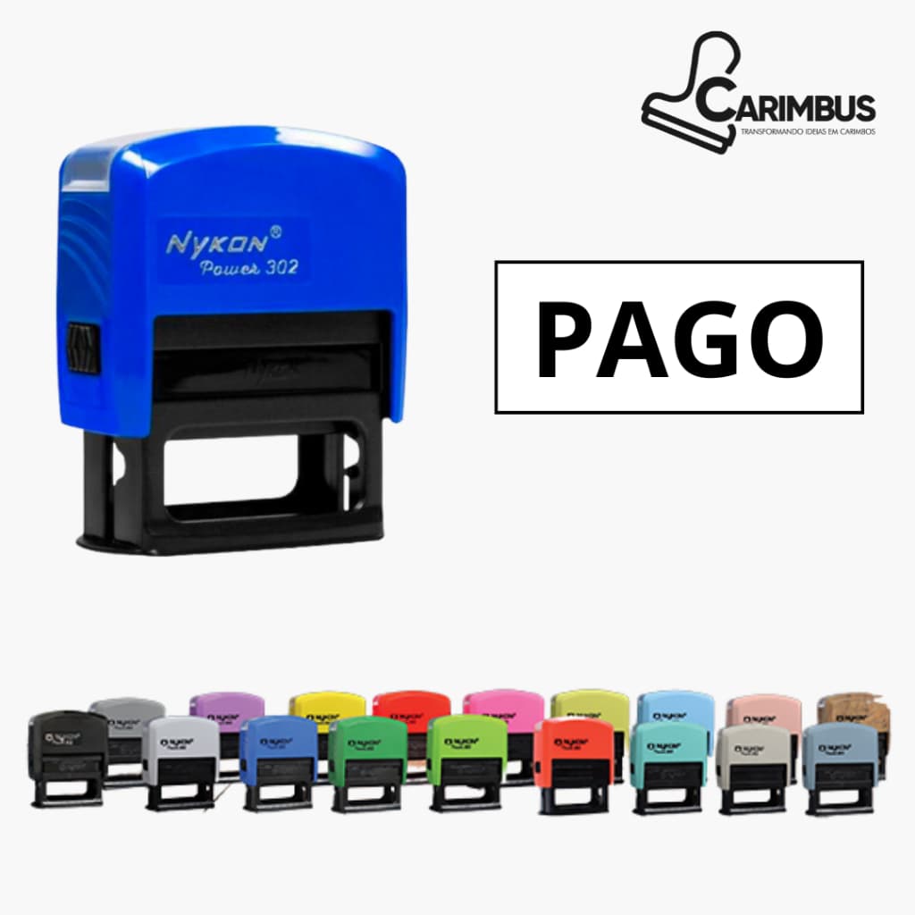 Carimbo Automático "PAGO" Nykon 38X14