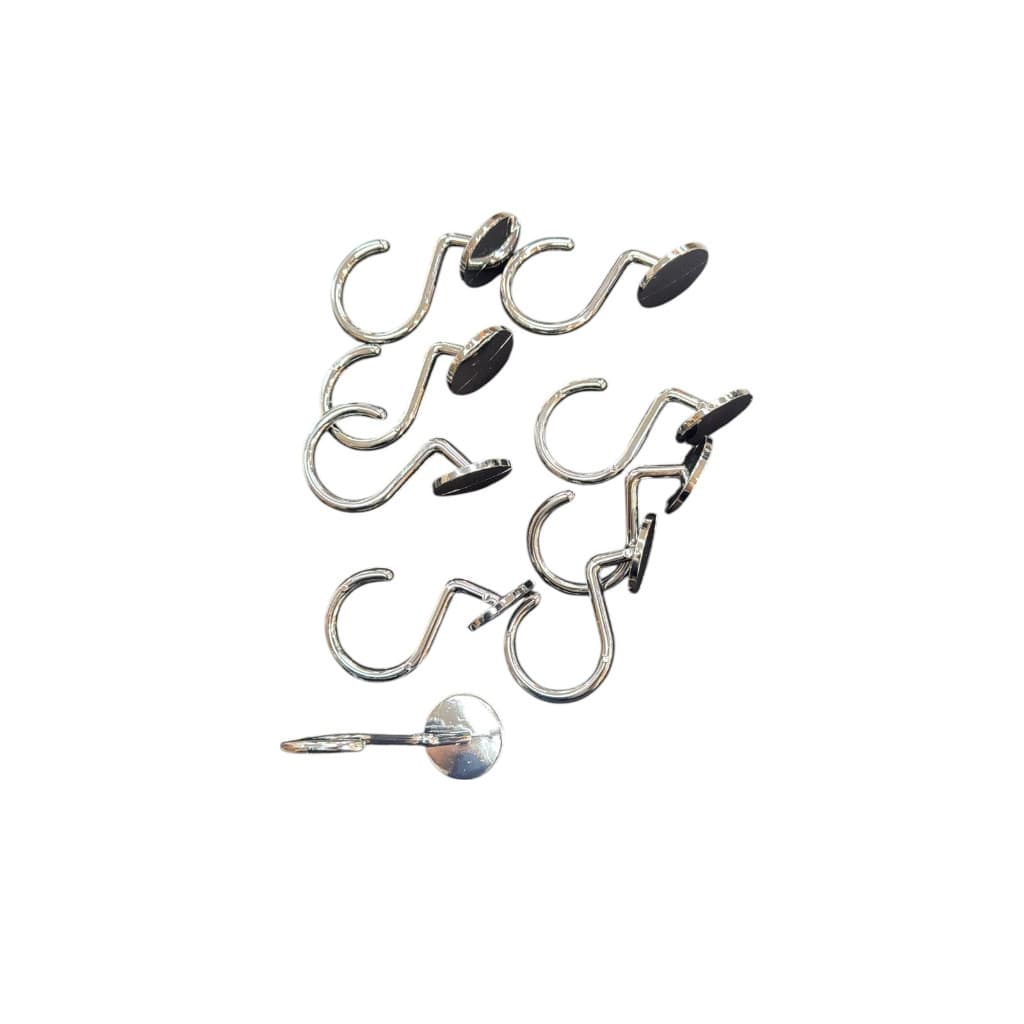 Kit com 10 Ganchos Argolas Luxo para Cortina Cromado