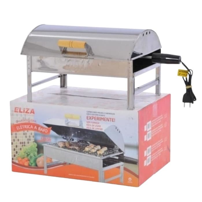 Churrasqueira Elétrica A Bafo Inox 430 127V E 220V Portátil Com Tampa