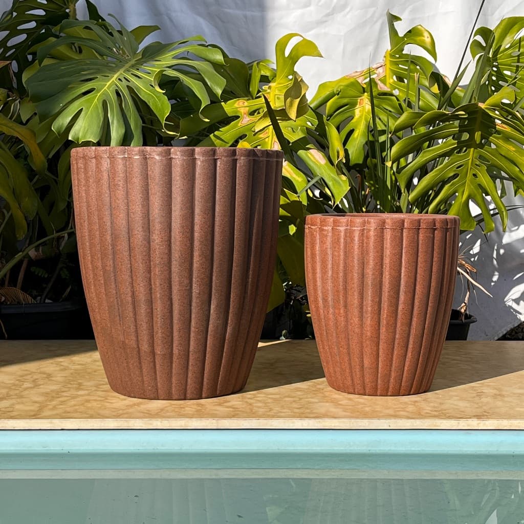 Vaso de Plantas Coluna Grega Redonda - Kit P + M - Polietileno - Deslumbrante - Moderno - Luxuoso - Santa Palha Decor