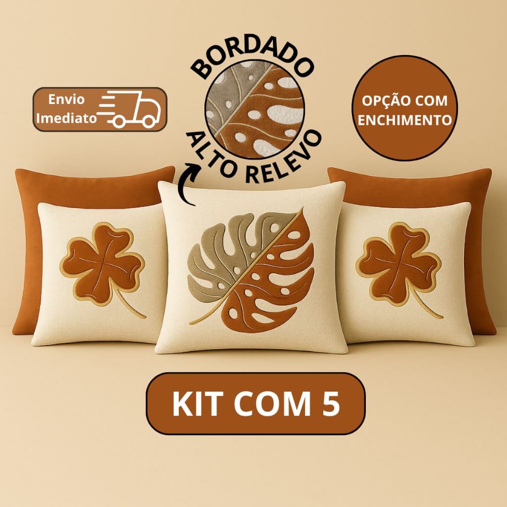 KIT 5 ALMOFADAS BOHO CHIC | LUXO EM BOUCLÉ + SUEDE TERRACOTA | DECORAÇÃO ELEGANTE | COM OU SEM ENCHIMENTO