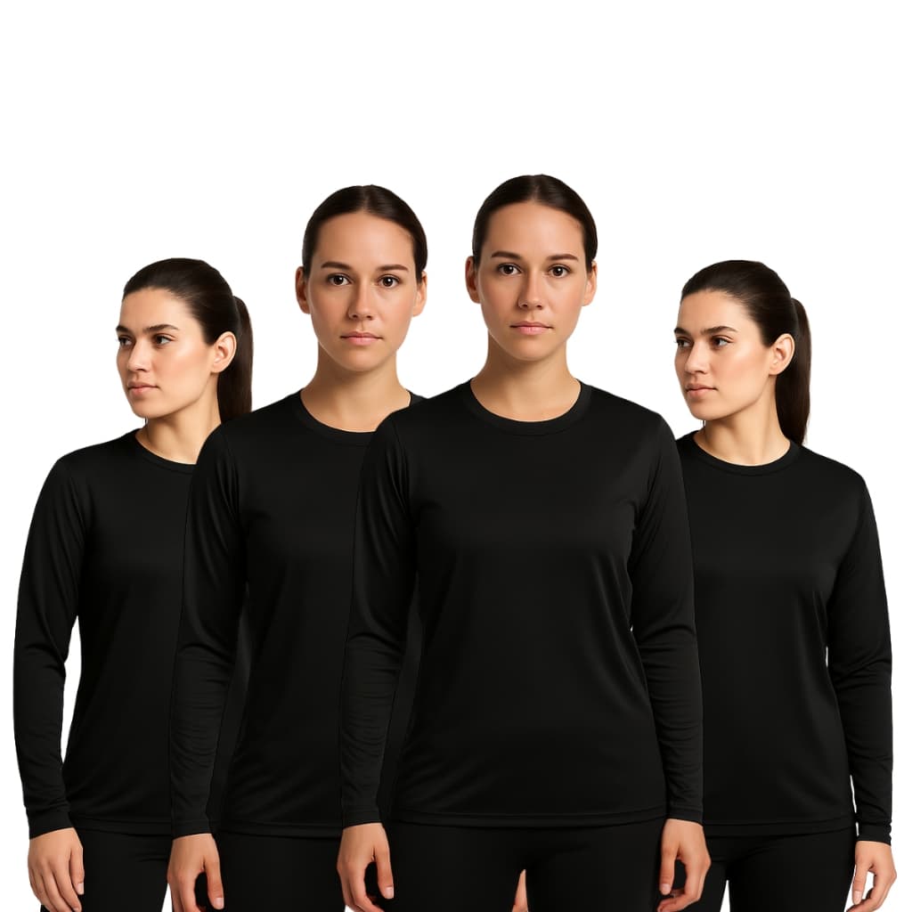 Kit 4 Camisas Térmicas Feminina Segunda Pele Proteção UV Manga Longa Inverno