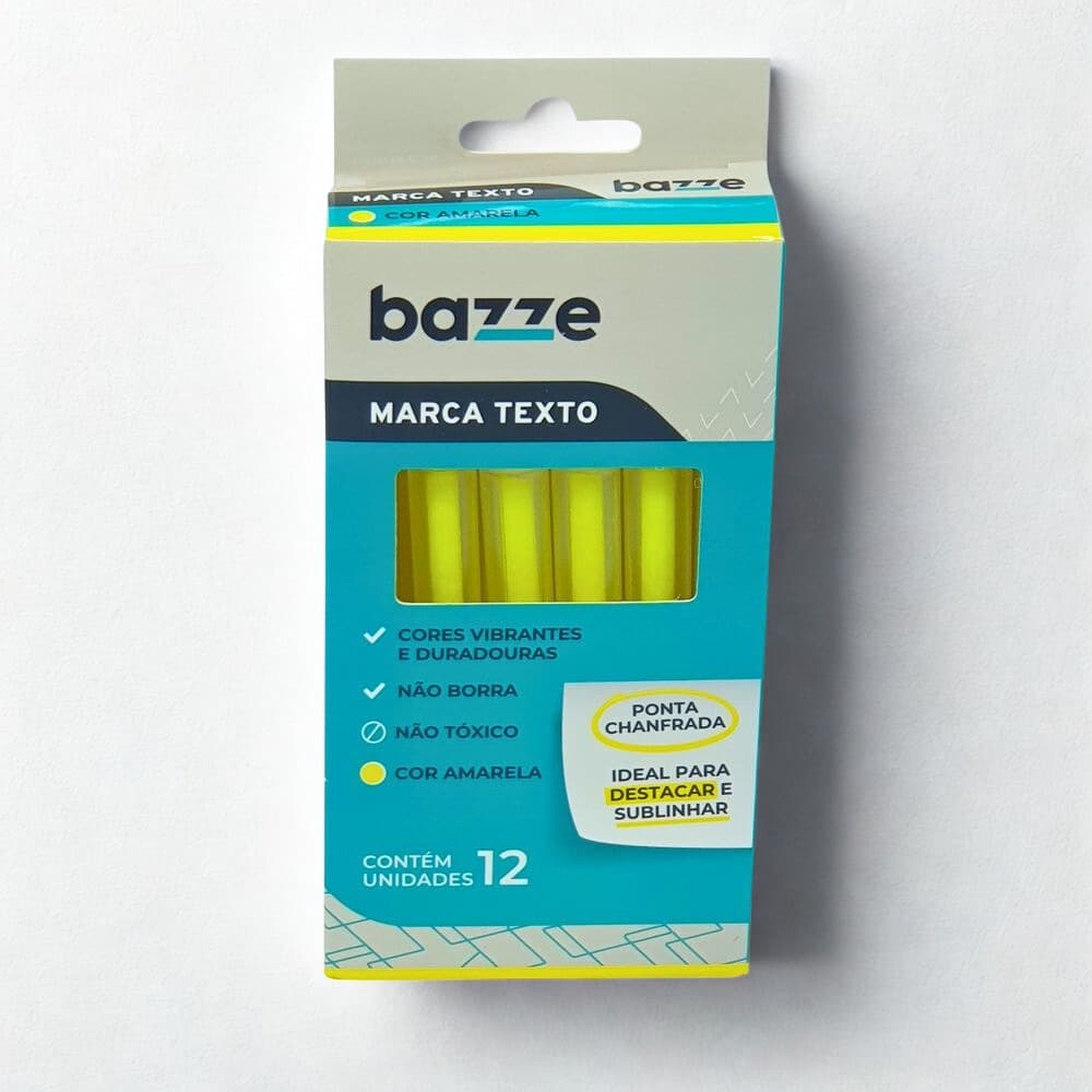 Kit Marcador de Texto Bazze Amarelo 12 Unidades