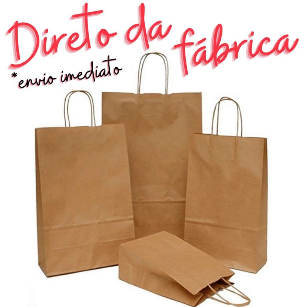 Sacola Kraft 25 unidades Personalizada Sacola de Papel P a XG