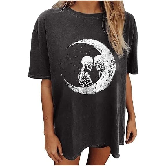Camiseta Feminina Algodão Adulto Infantil Lua Esqueleto Casal Estrela Streetwear Moda Premium