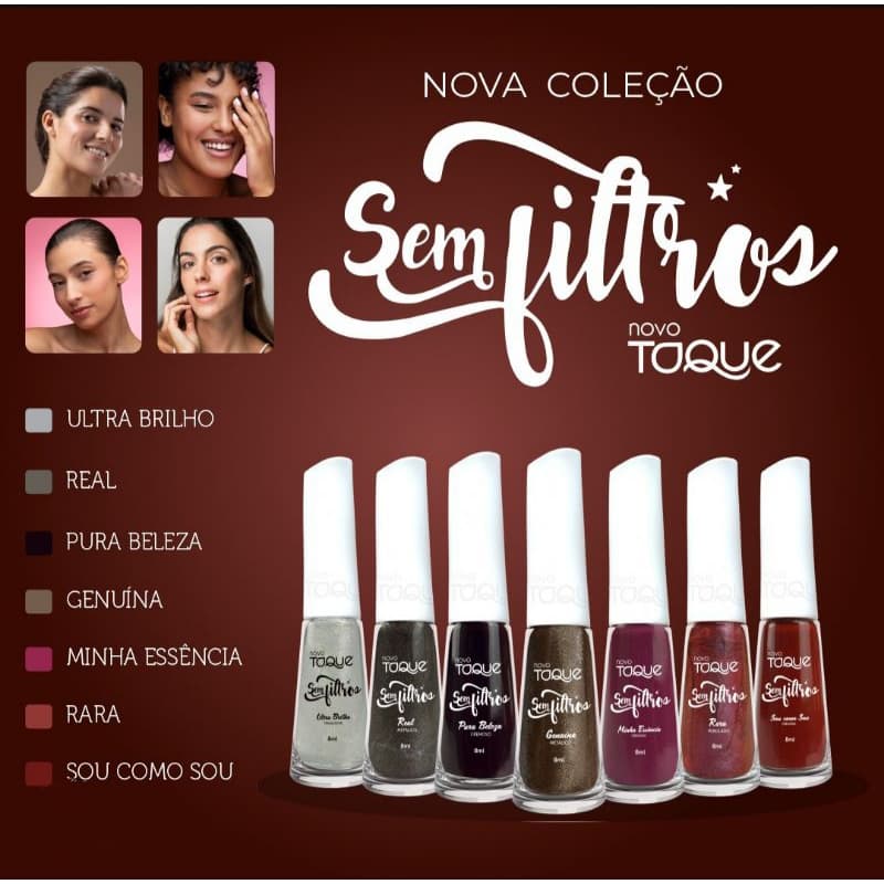 COLEÇÃO COMPLETA  "SEM FILTROS", ESMALTES NOVO TOQUE.  KIT PRONTO