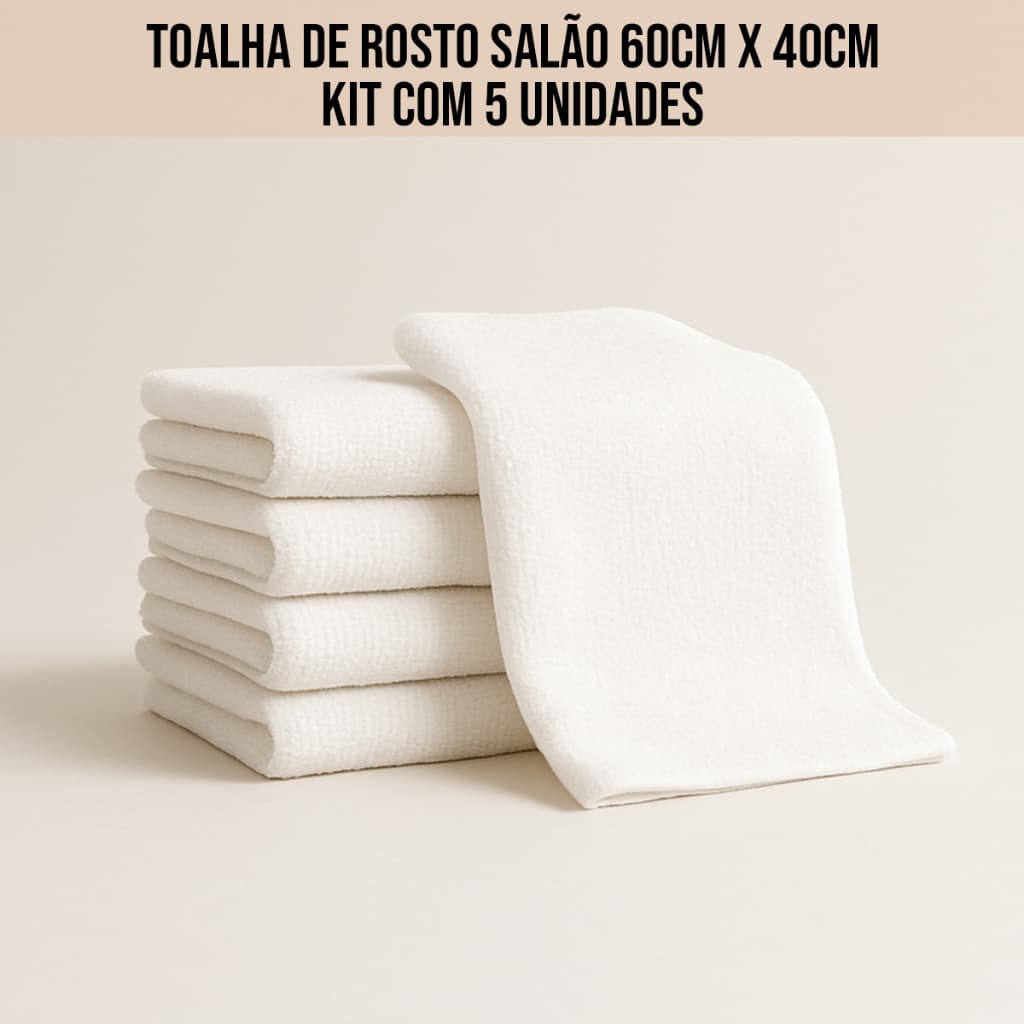 Kit 5 Toalhas de Rosto Salao Branco ou Preto 60x40cm 100% Algodao