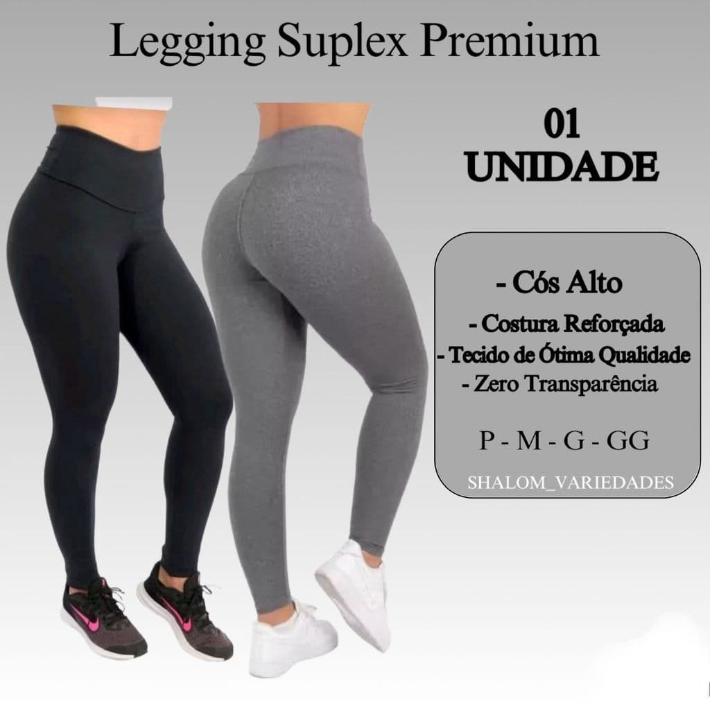 Calça Legging Feminina Suplex Cós Alto Tecido Grosso Zero Transparência Calça Feminina Treino Calça Academia