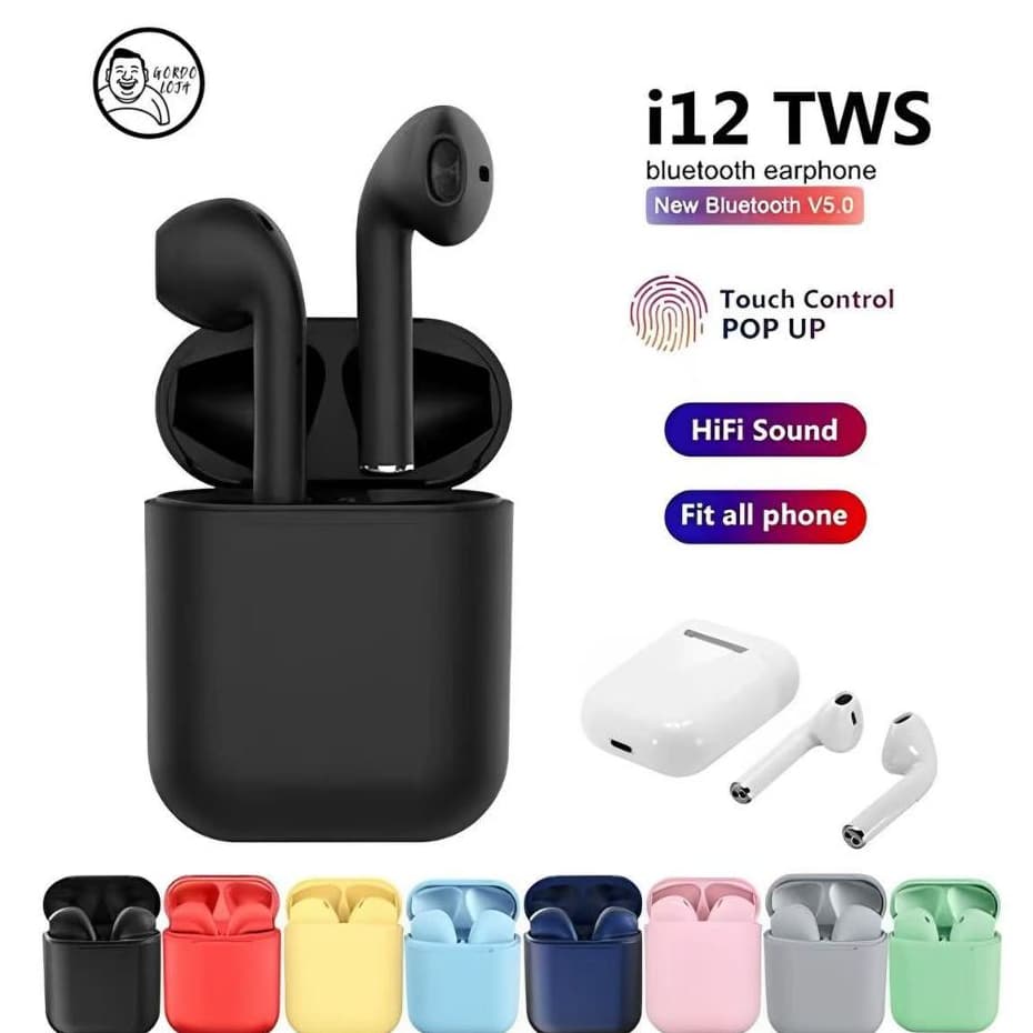 Fones de ouvido intra-auriculares Bluetooth sem fio Macaron i12 Tws