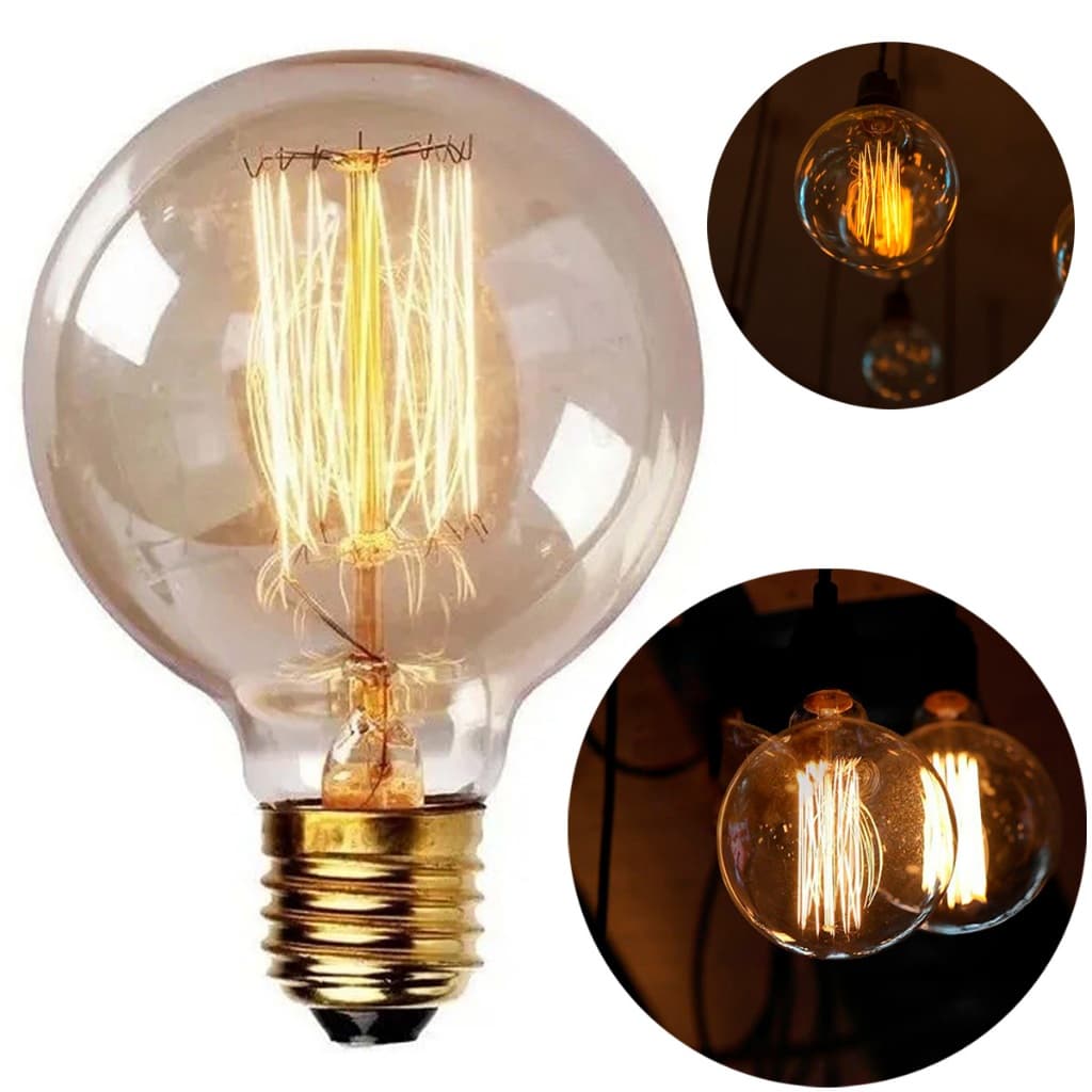 Lâmpada Filamento De Carbono Retrô G125 40w E27 decorativa vintage globo