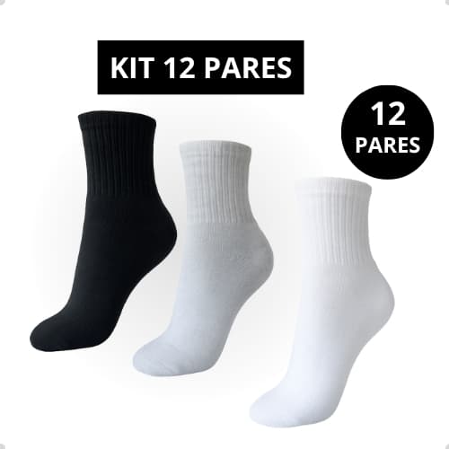 KIT 12 PARES DE MEIAS GROSSAS CANO ALTO / MÉDIO MASCULINO FEMININO UNISEX  DIRETO DA FABRICA