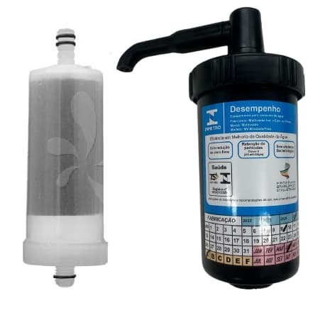 Copo Filtro Preto ABS Torneira Cozinha Refil Universal Blindado Carvão Ativado
