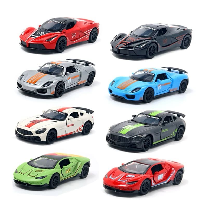 Miniaturas Carro De Corrida Metal E Plástico Fricção Abre Portas Miniaturas Carros Esportivos Coleções