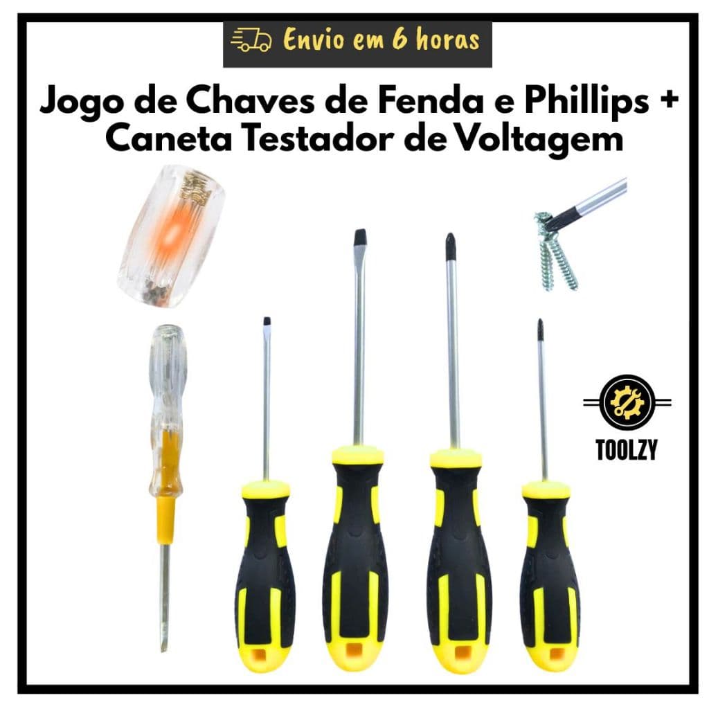 Jogo De Chave De Fenda Phillips com pontas Imantadas e Chave teste de voltagem