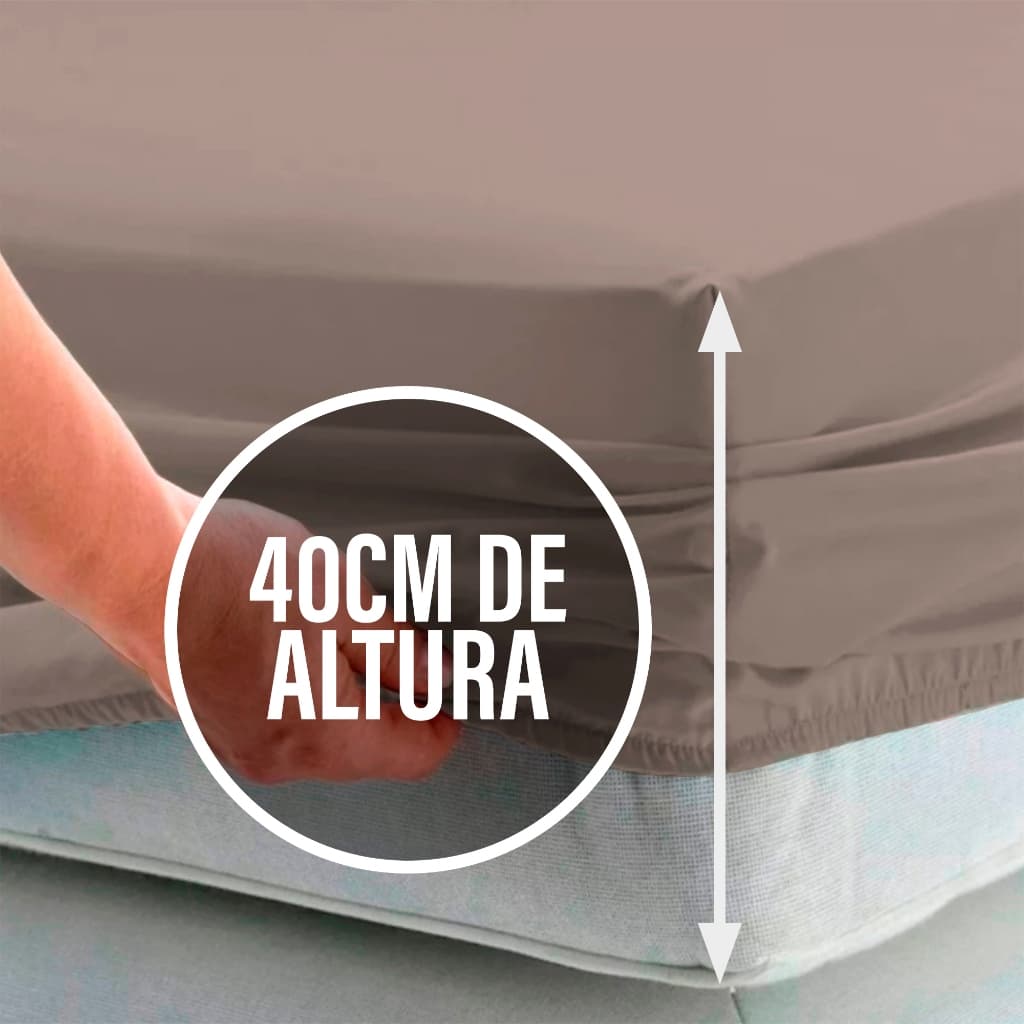 Lençol Casal 40cm de altura Avulso c/ Elástico na Volta Toda Percal Flex 400 Fios  Uso Diario