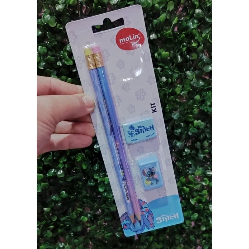 KIT ESCOLAR 4 PEÇAS TEMA DO STITCH MARCA MOLIN