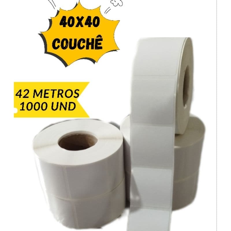 etiqueta adesiva 40x40 couchê 1000 UND(42mts)