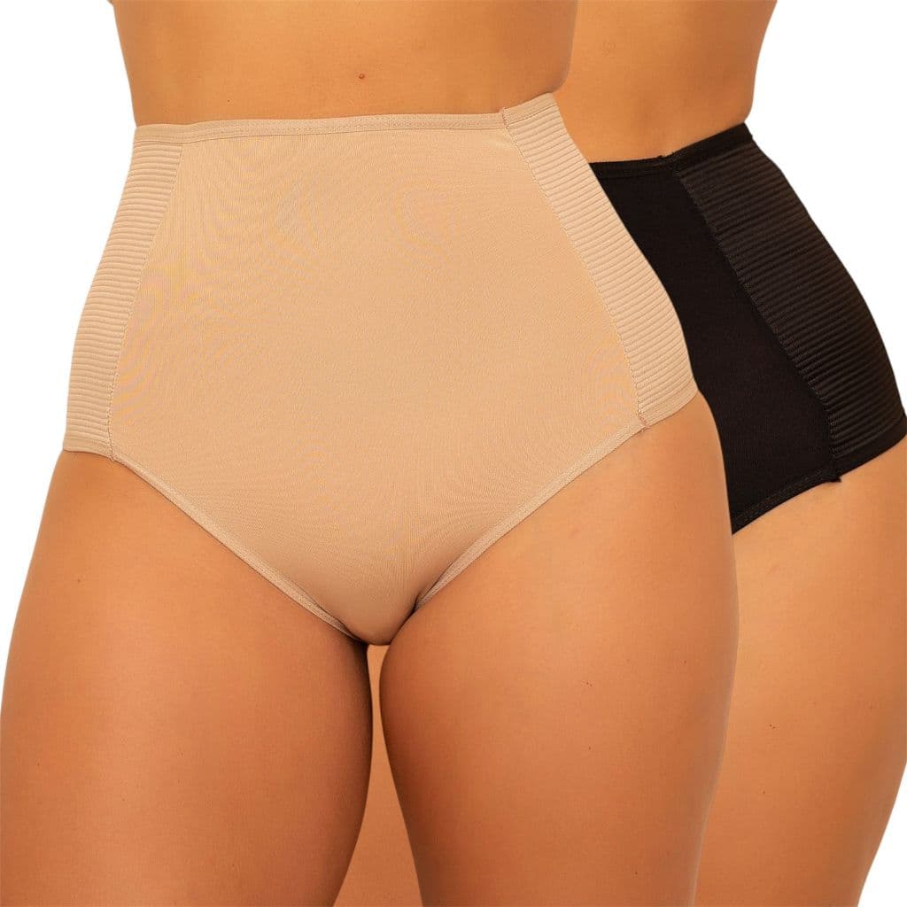 Kit 2 Calcinhas Cinta Modeladora Compressão Cos Alto Segura Barriga Pos Parto Redutora de Medidas