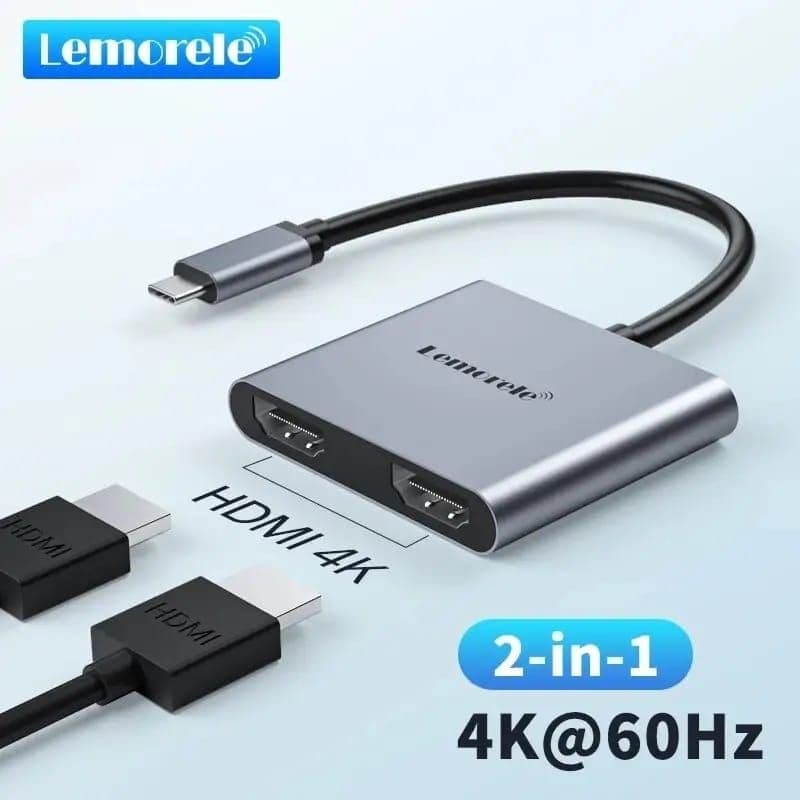 Adaptador USB-C para HDMI 4K 60Hz - 2 Saídas - Lemorele