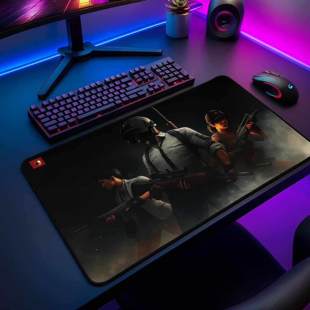 Mouse Pad Gamer PUBG 32×42 cm de Tecido Ultra Suave com Base Antiderrapante, Controle e Desempenho
