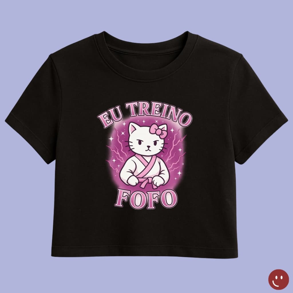 Cropped Academia Eu treino Fofo frase humor Gym Treino - Blusa Curta Feminina