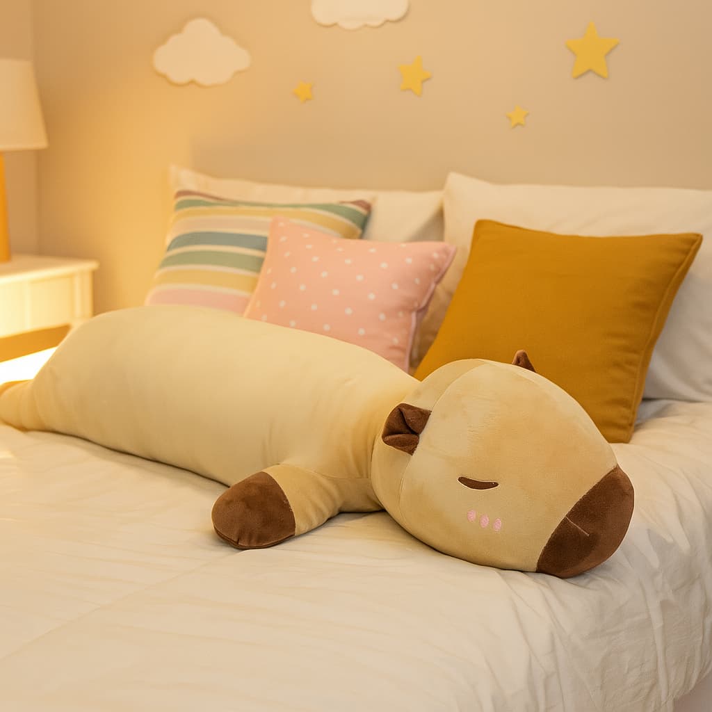 Capivara de Pelúcia Gigante 90cm Fofa e Realista P/ Presentear Abraçar Decorar Quarto Crianças