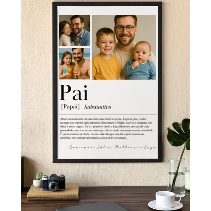 Quadro Placa Dia dos Pais com Fotos Personalizado - Presente Papai Significado De Pai
