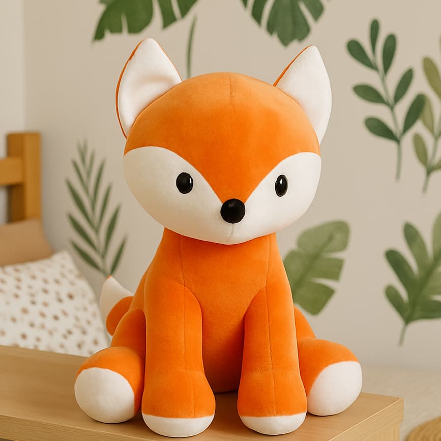 Raposa Safari Baby Pelúcia 30cm Antialérgica P/ Bebê Decoração Quarto Nicho Presente Enxoval Fofa