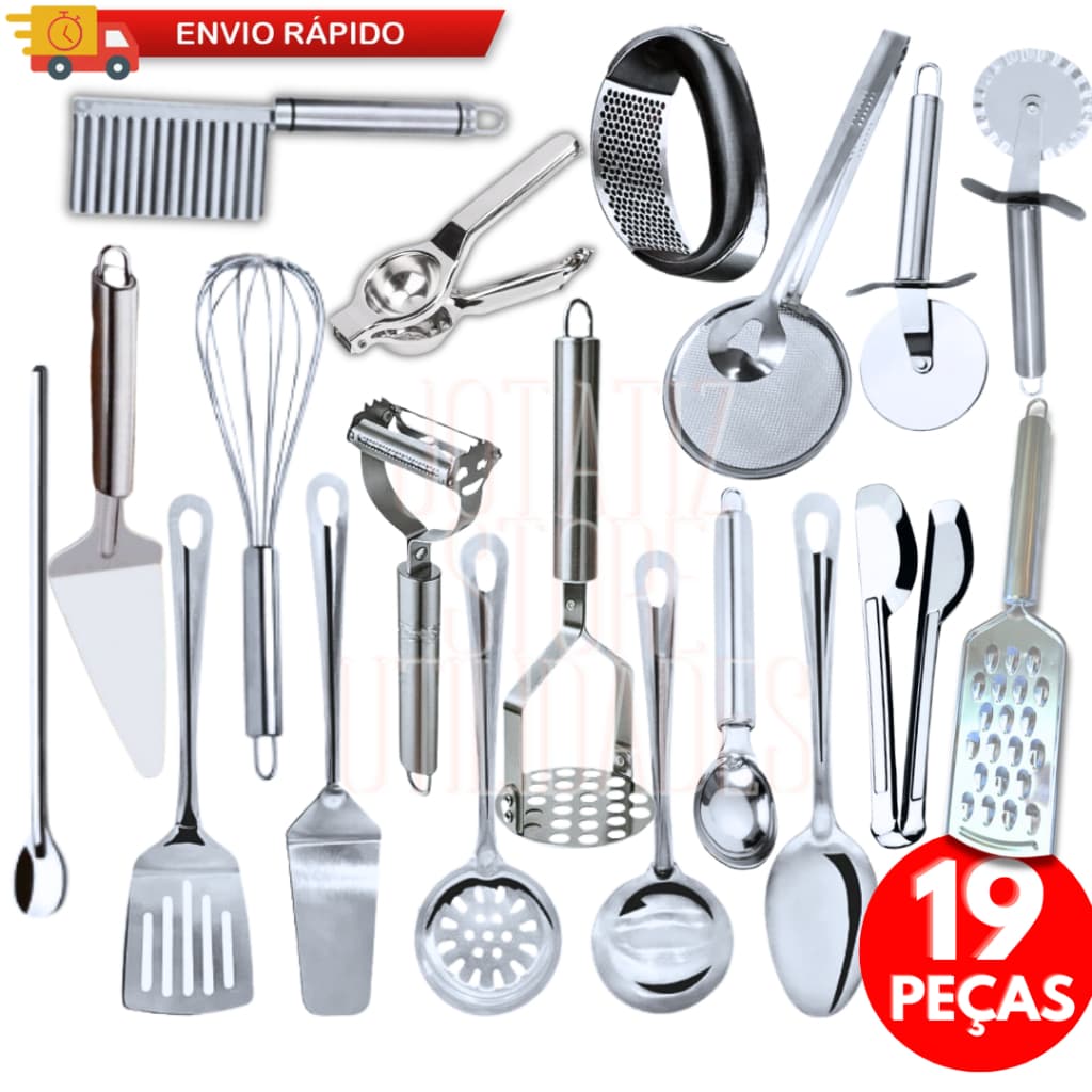 Jogo Talheres 19/07/06 Utensílios De Cozinha Em Aço 100% Inox Original Top1 Multiuso Para Sua Cozinha Restaurante