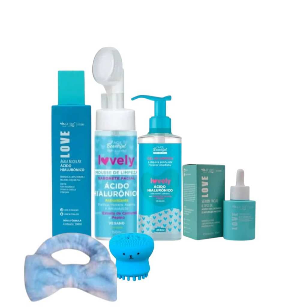 Kit Skin Care Ácido Hialurônico  Limpeza facial cuidados e Hidratação Completo