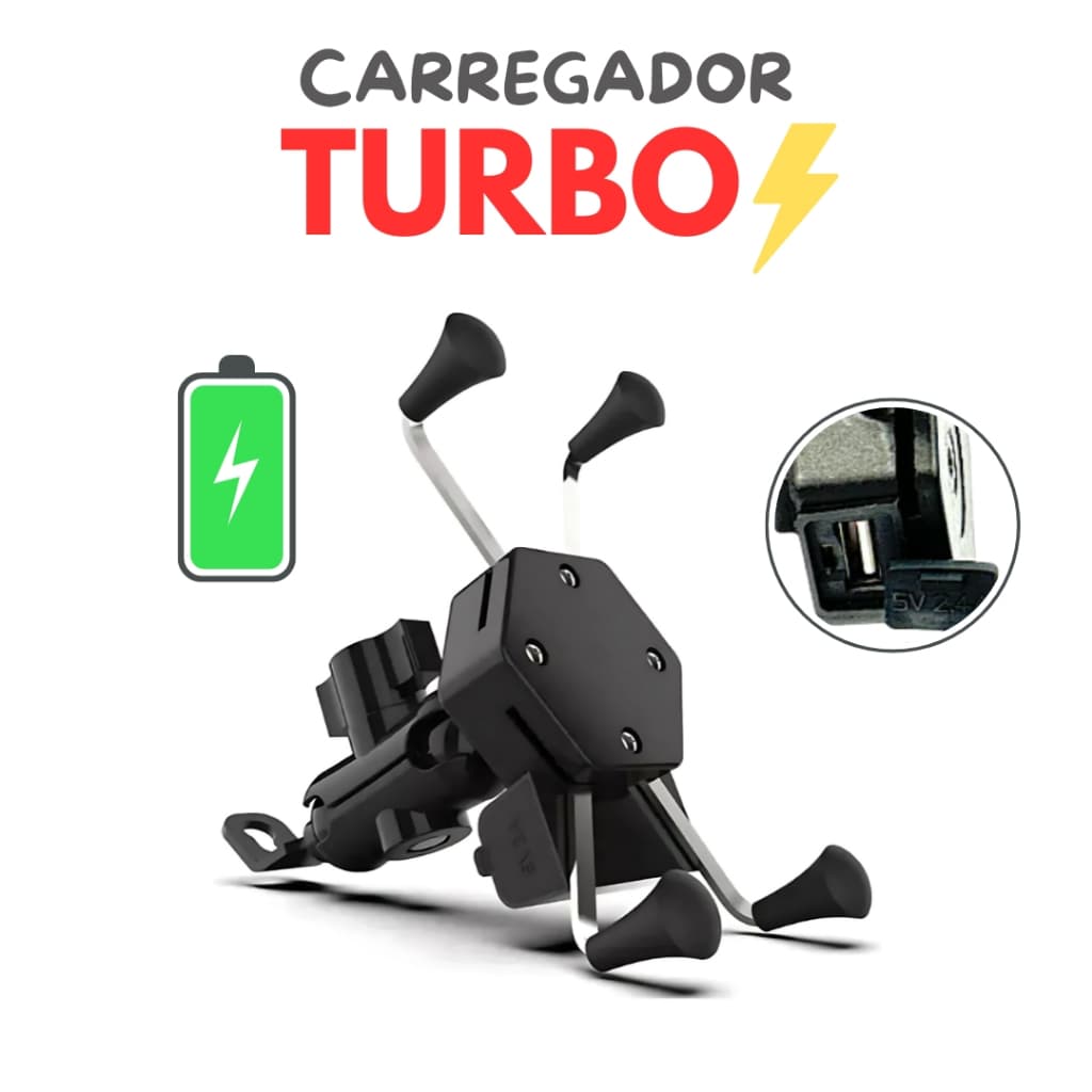 Suporte Celular Motocicleta Com Carregador Turbo